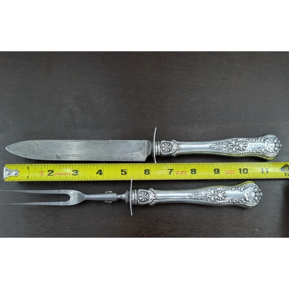Gorham Sterling Silver Carving Set 2 Piece Knife and Fork New Queens Pattern